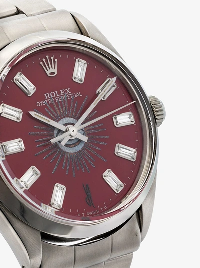 Shop Jacquie Aiche Reworked Vintage Rolex Oyster Perpetual Watch In Red