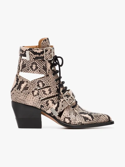 Shop Chloé Rylee 60 Leather Ankle Boots In Neutrals