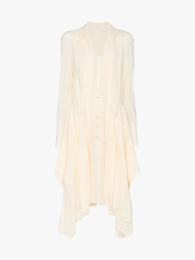 Shop Chloé Flou Silk Shirt Dress In Neutrals