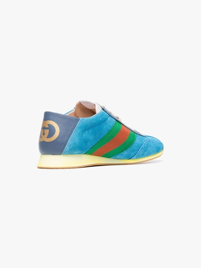 Shop Gucci Suede Sneaker With Web In Blue