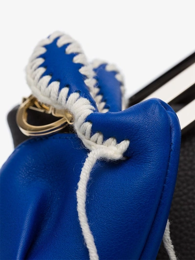 Shop Loewe Blue And White Bunny Macramé Leather Key Ring