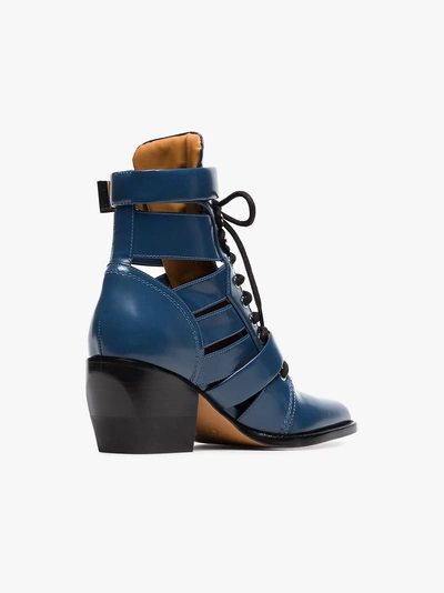 Shop Chloé Rylee 60 Leather Ankle Boots In Blue