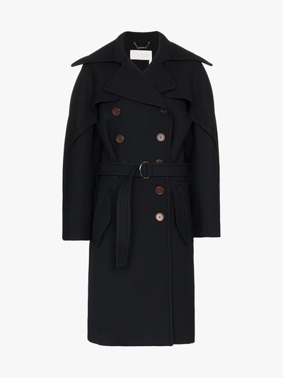 Shop Chloé Belted Wool Trench Coat In Blue