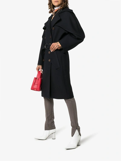 Shop Chloé Belted Wool Trench Coat In Blue