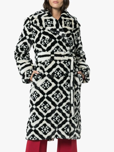 Shop Mary Katrantzou 'stokes' Faux-fur-mantel In Black