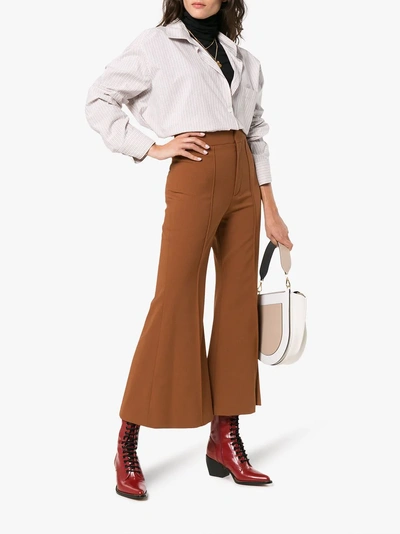 Shop Chloé Bell Bottom Trousers In Brown