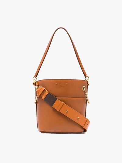 Shop Chloé Brown Roy Leather Bucket Bag