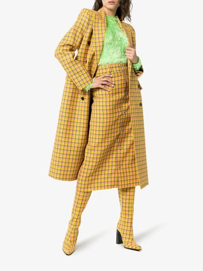 Balenciaga Checked Double-breasted Wool Coat In Yellow | ModeSens