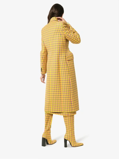 Shop Balenciaga Mantel Mit Karomuster In Yellow