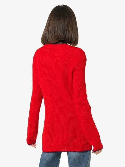 Shop Gucci Elephant Embroidered Wool Jumper In Red