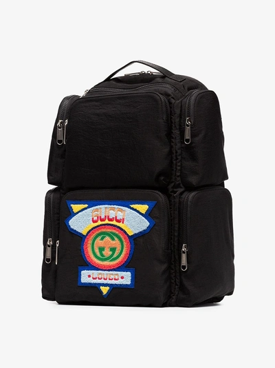 Shop Gucci Black Large Backpack With  '80s Patch