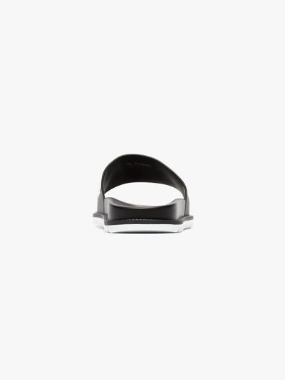 Shop Fendi Logo Print Pool Slides In Black