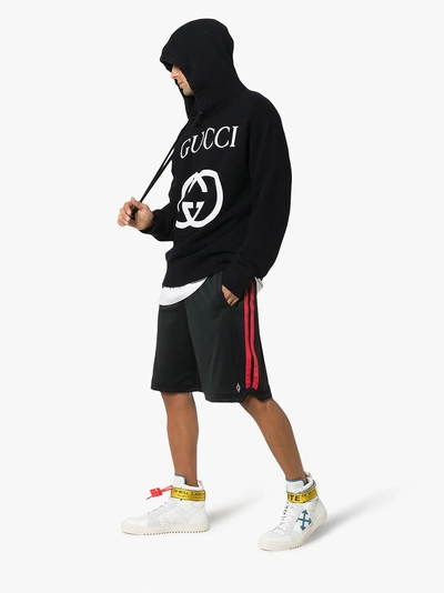 Shop Gucci Black Logo Print Hoodie