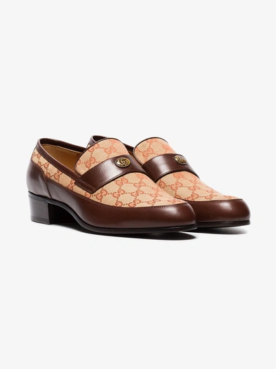 Shop Gucci Original Gg Loafers With  Team Motif In Brown