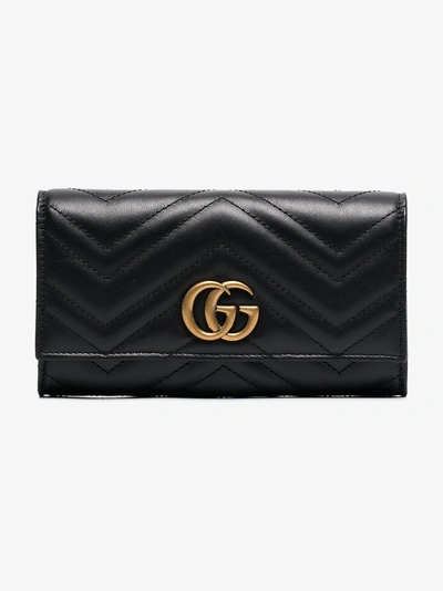 Shop Gucci Black Gg Marmont Continental Wallet