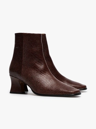 Shop By Far Naomi 60 Lizard Ankle Boots In Brown