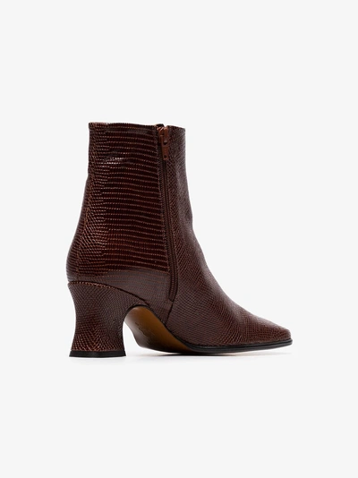 Shop By Far Naomi 60 Lizard Ankle Boots In Brown