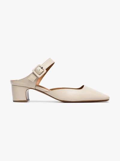 Shop By Far 45 Mira Leather Mules In White