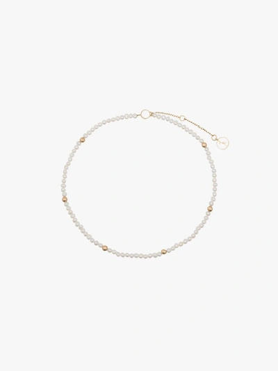 Shop Anissa Kermiche 14k Yellow Gold And Pearl Anklet In White