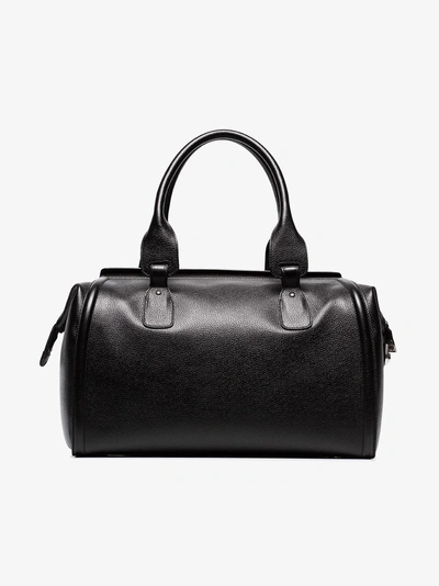 Shop Balenciaga Black Logo Grainy Leather Bowling Bag