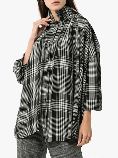 Shop Balenciaga Button-down Check Double-layer Shirt In Black