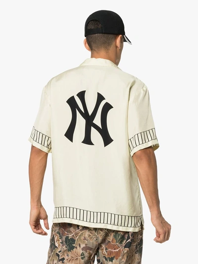 Gucci Logo Embellished Bowling Shirt In Ivory | ModeSens