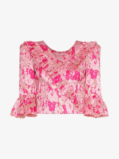 Shop The Vampire's Wife Ruffle-detail Wrap Top In Pink