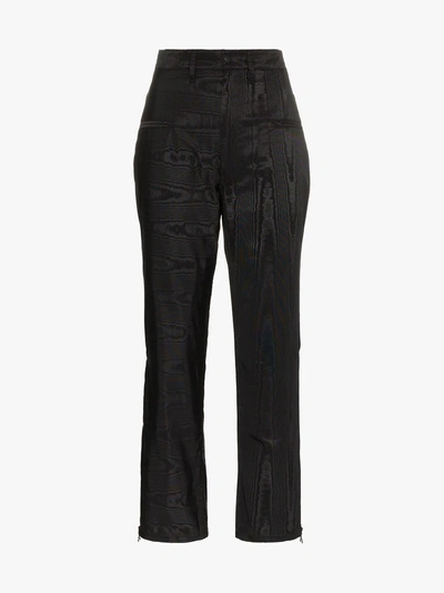 Shop Marine Serre Moire Cropped High-waist Trousers In Black