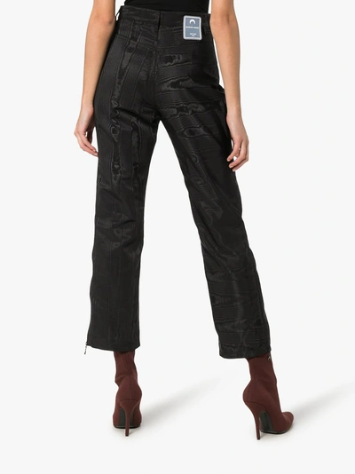 Shop Marine Serre Moire Cropped High-waist Trousers In Black