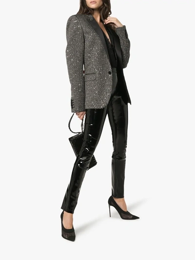 Shop Haider Ackermann Stretch Patent Leather-coated Cotton Leggings In Black