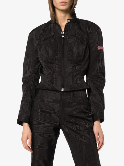 Shop Marine Serre Moire Cropped Jacket In Black