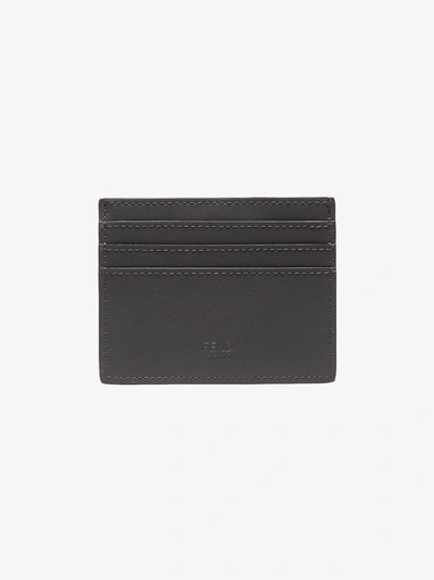 Shop Fendi Multicoloured Ff Logo Leather Cardholder In Grey