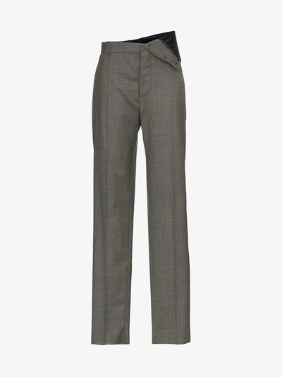 Shop Y/project Y / Project Straight Leg Asymmetric Waist Trousers In Grey