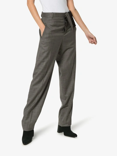 Shop Y/project Y / Project Straight Leg Asymmetric Waist Trousers In Grey