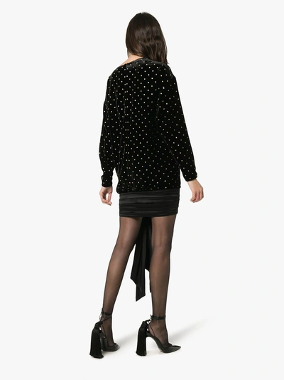 Shop Alexandre Vauthier Polka Dot Wool And Velvet Mini-dress In Black