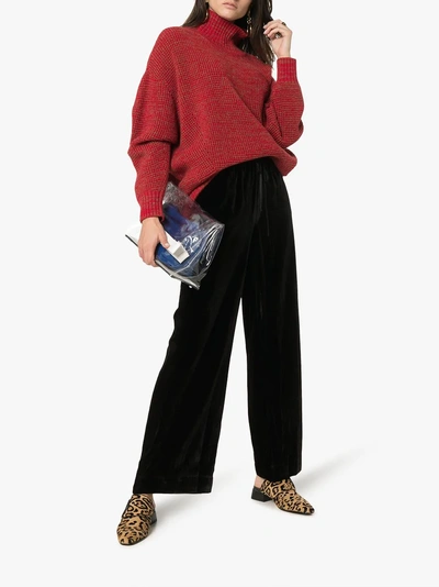 Shop Frame Drawstring Waist Velvet Track Pants In Black