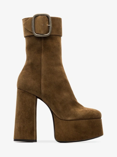 Shop Saint Laurent Billy Suede Ankle Boots In Brown