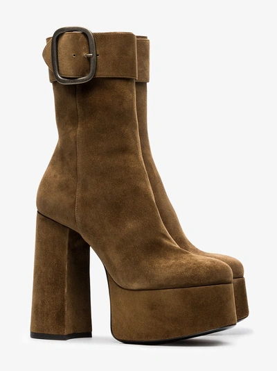 Shop Saint Laurent Billy Suede Ankle Boots In Brown