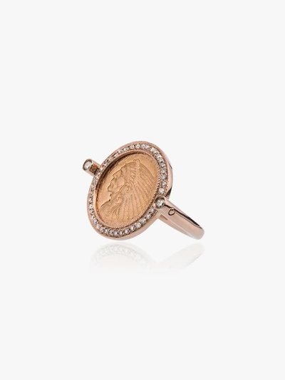 Shop Jacquie Aiche Antique Coin 14kt Rose Gold Ring