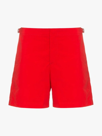 Shop Orlebar Brown Bulldog Swim Trunks In Red