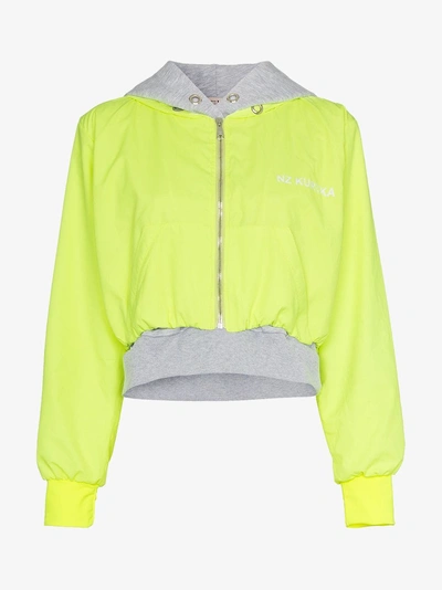 Shop Natasha Zinko Double Layered Hooded Cotton Blend Jacket In Yellow