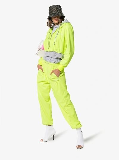 Shop Natasha Zinko Double Layered Hooded Cotton Blend Jacket In Yellow
