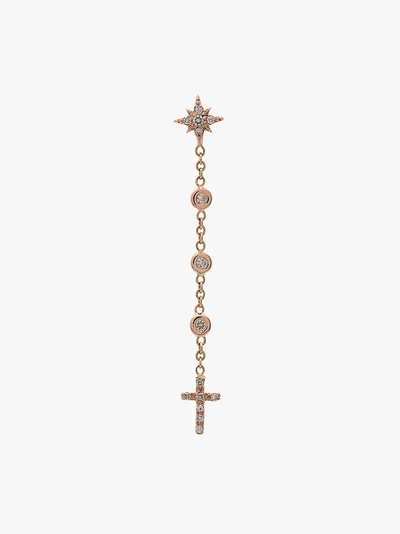 Shop Jacquie Aiche Diamond And 14k Gold Star And Cross Chain Earring