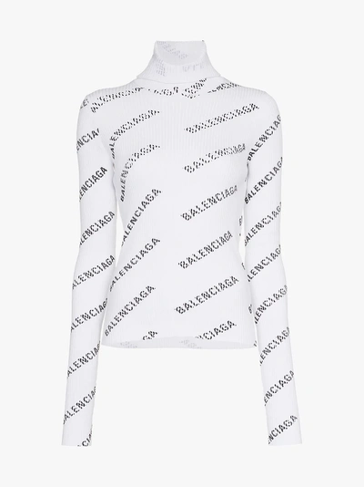 Shop Balenciaga Logo Knit Hooded Top In Black