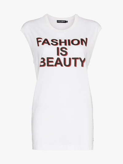 Shop Dolce & Gabbana Fashion Is Beauty' Tank Top In White