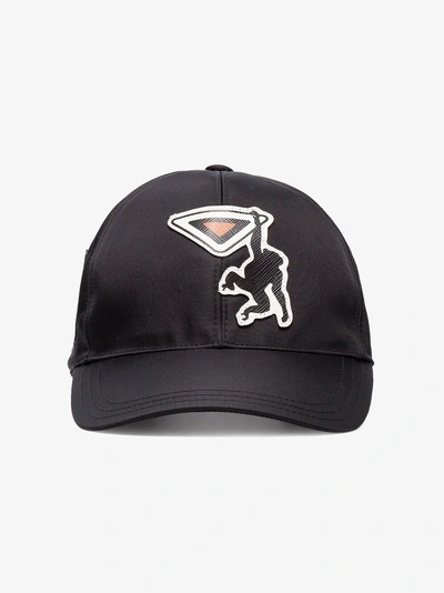 Shop Prada Black Monkey Print Baseball Cap