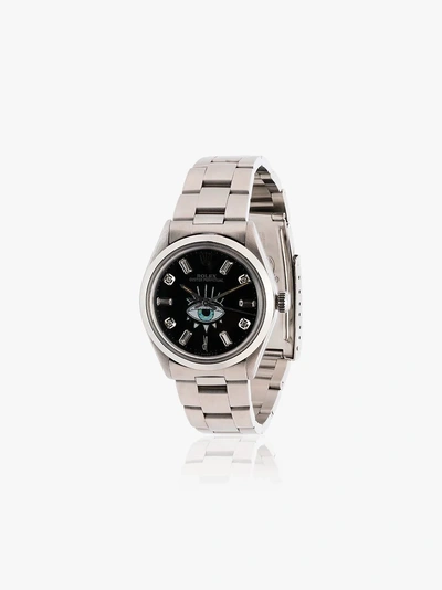 Shop Jacquie Aiche Reworked Vintage Rolex Oyster Perpetual Watch In Silver