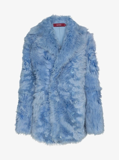 Shop Sies Marjan Lapel-collar Shearling Coat In Blue