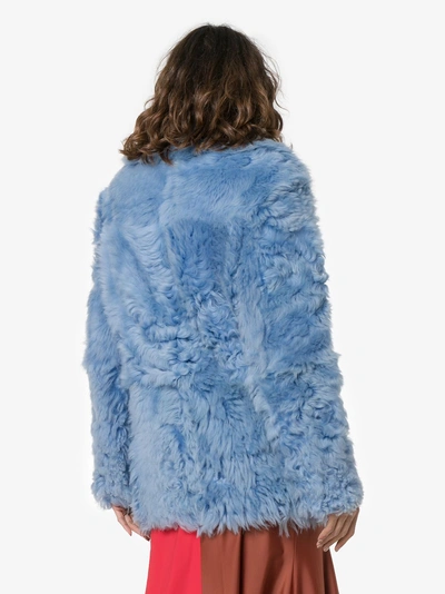 Shop Sies Marjan Lapel-collar Shearling Coat In Blue