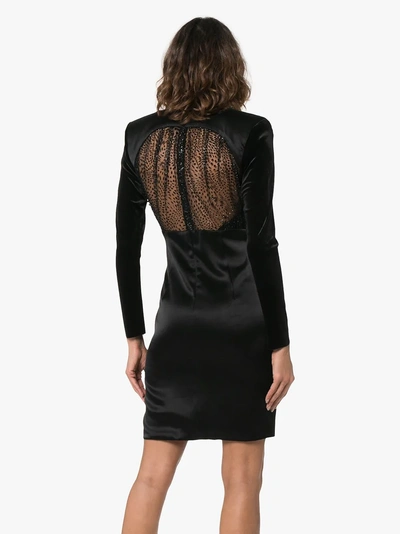 Shop Haney Stam V-neck Velvet Sleeve Mini Dress In Black